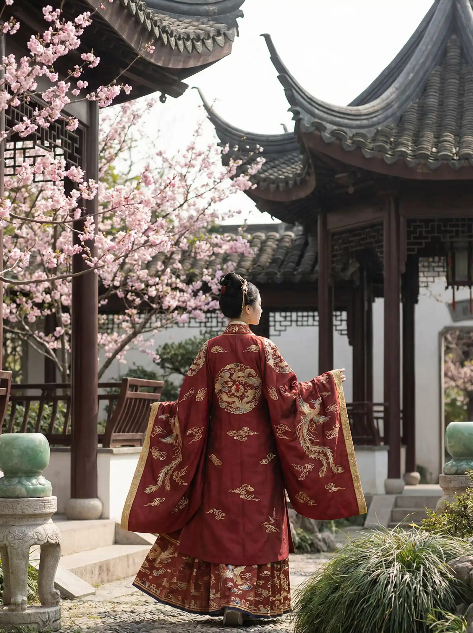 青春娱乐分类视频精品2 明制汉服红色凤凰刺绣